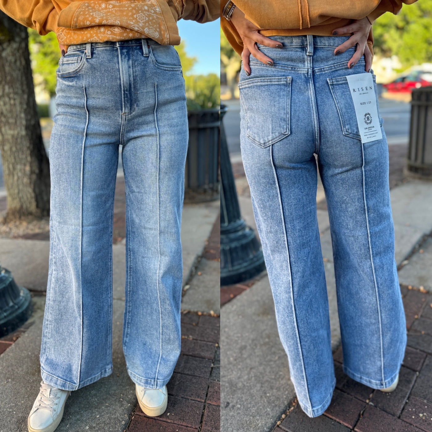 Wide Leg Pintuck Jean