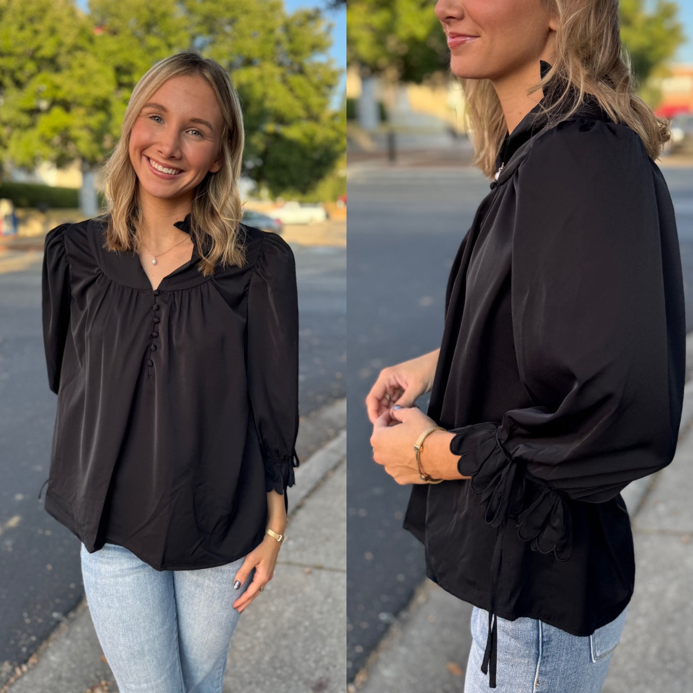 Black Satin Blouse