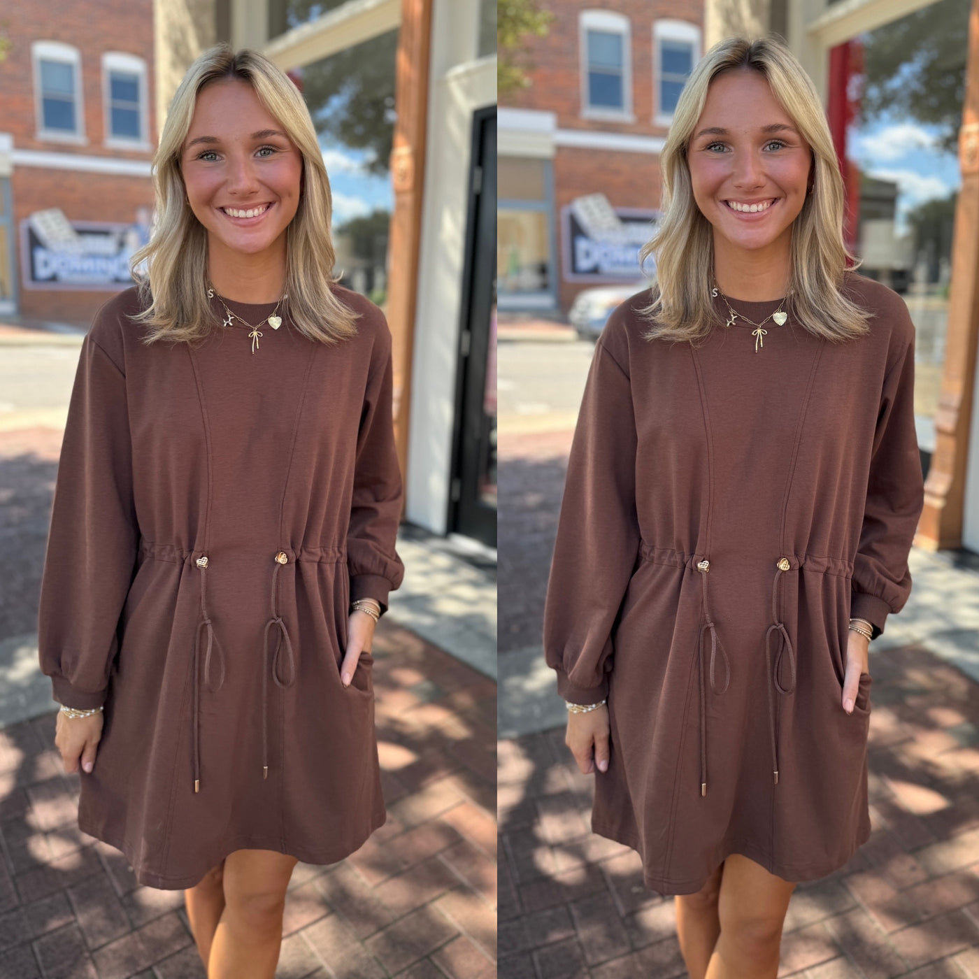 Espresso Cinch Waist Dress