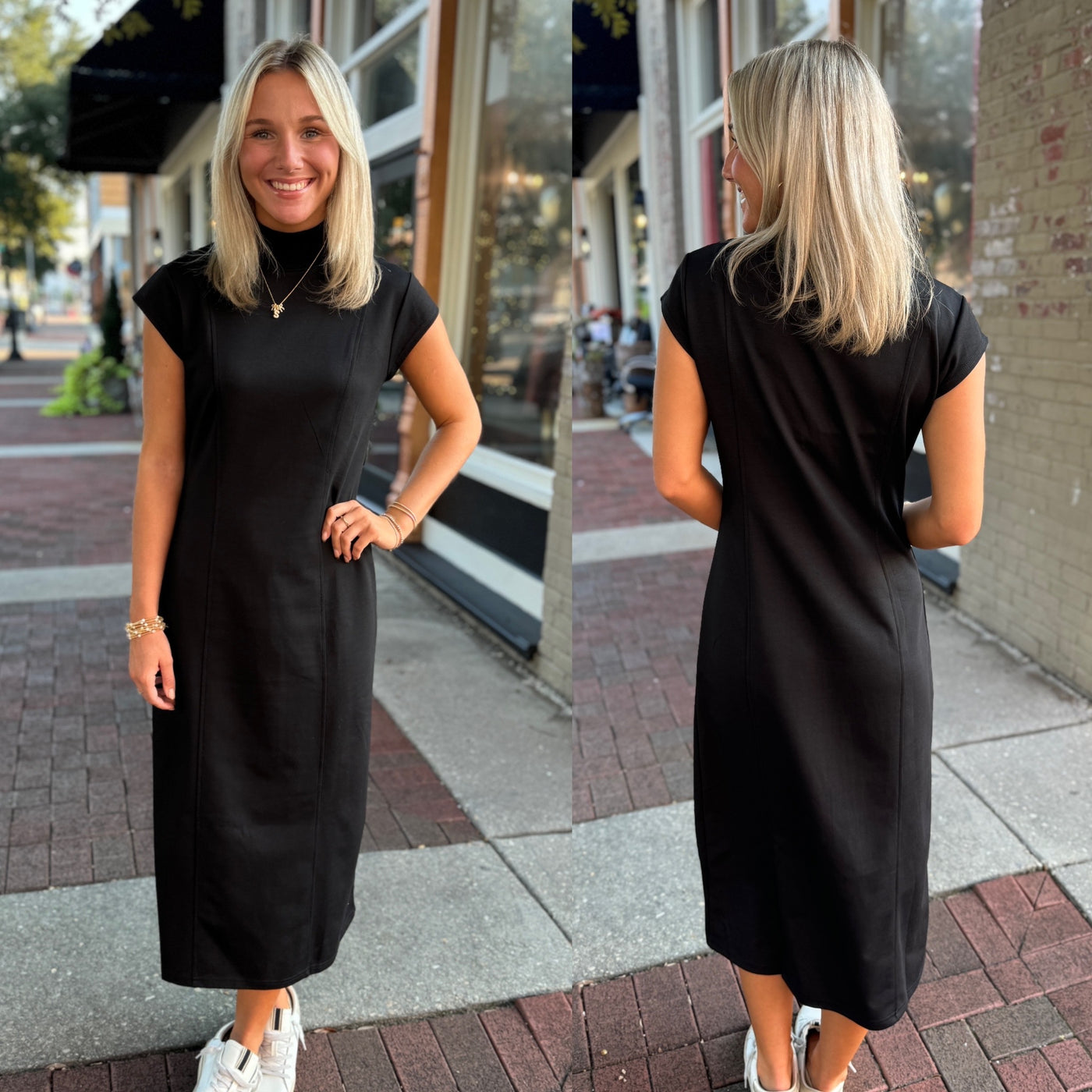 Black Mock Neck Midi