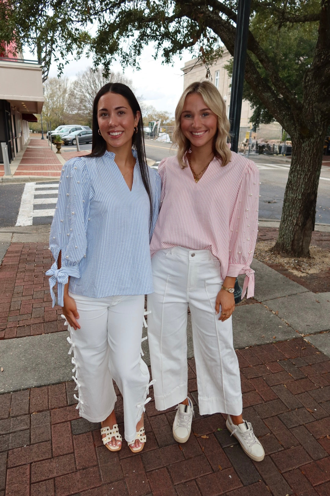 Seersucker & Pearls Blouse