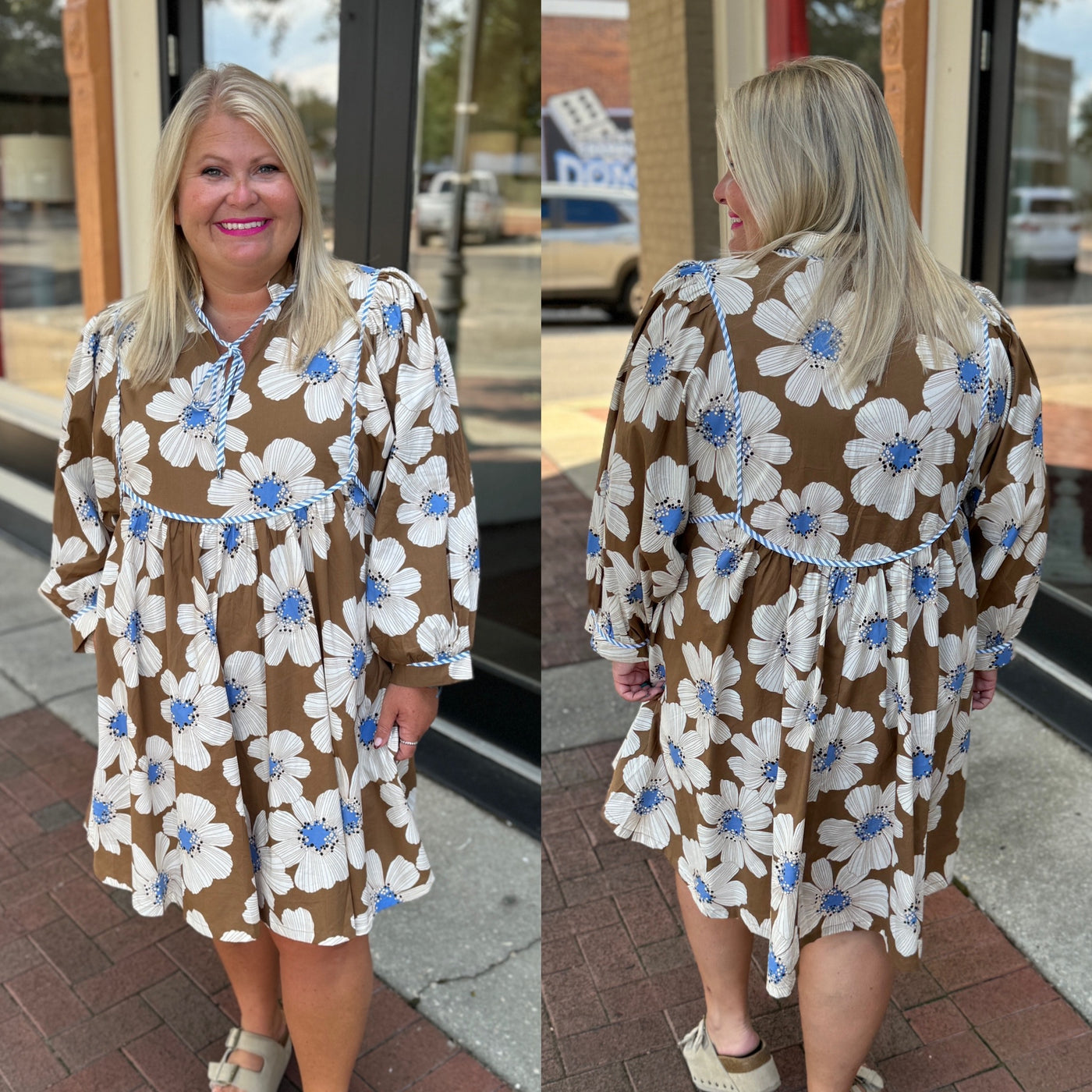 Brown Floral Dress