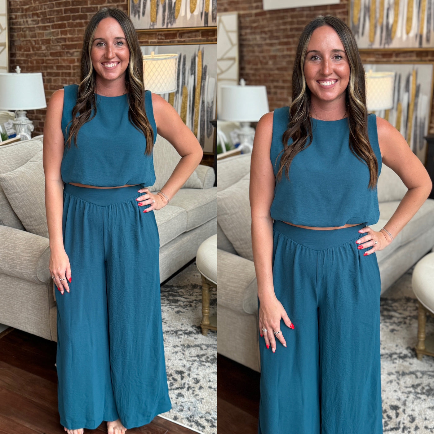 Teal Wide Leg Set