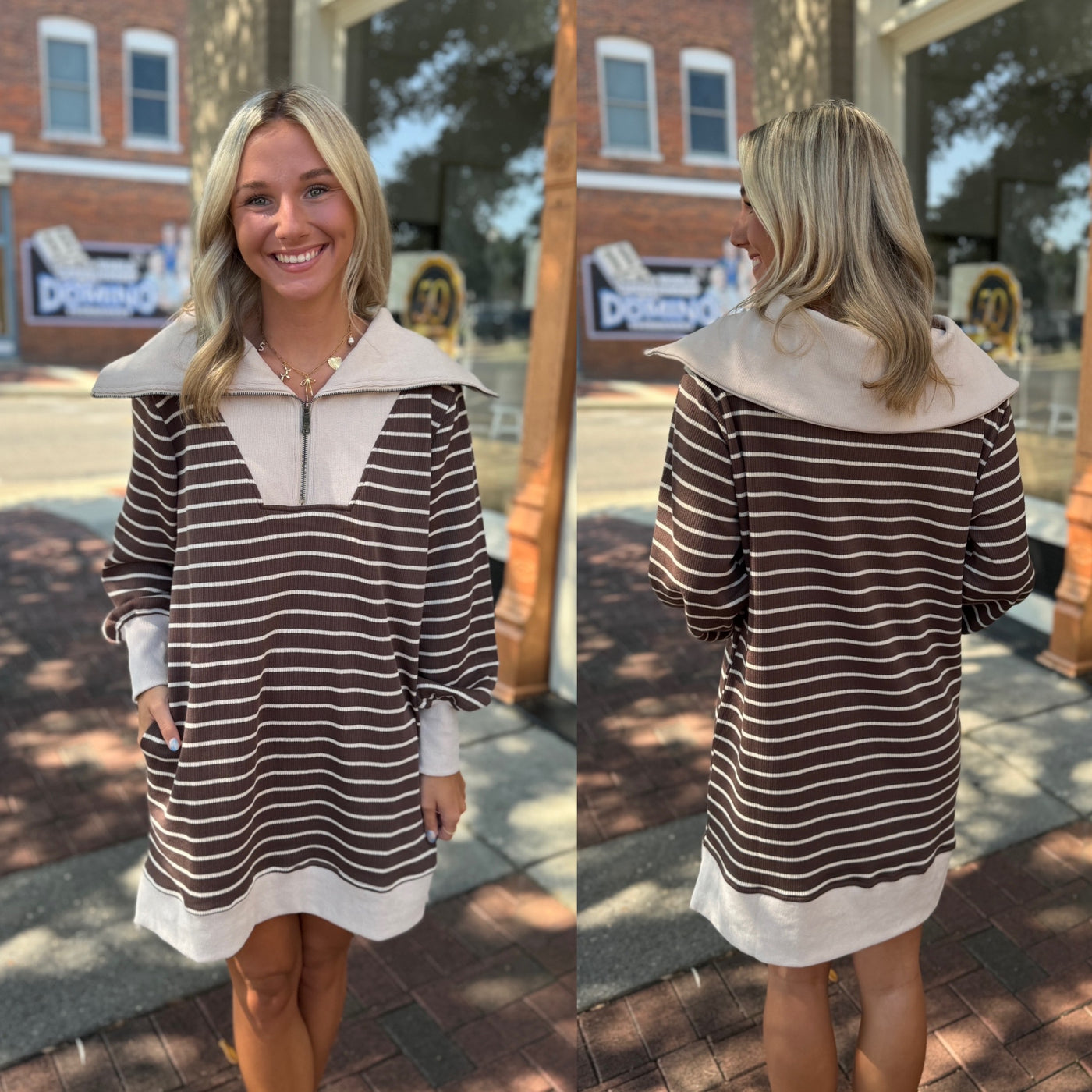 Espresso Stripe Knit Dress