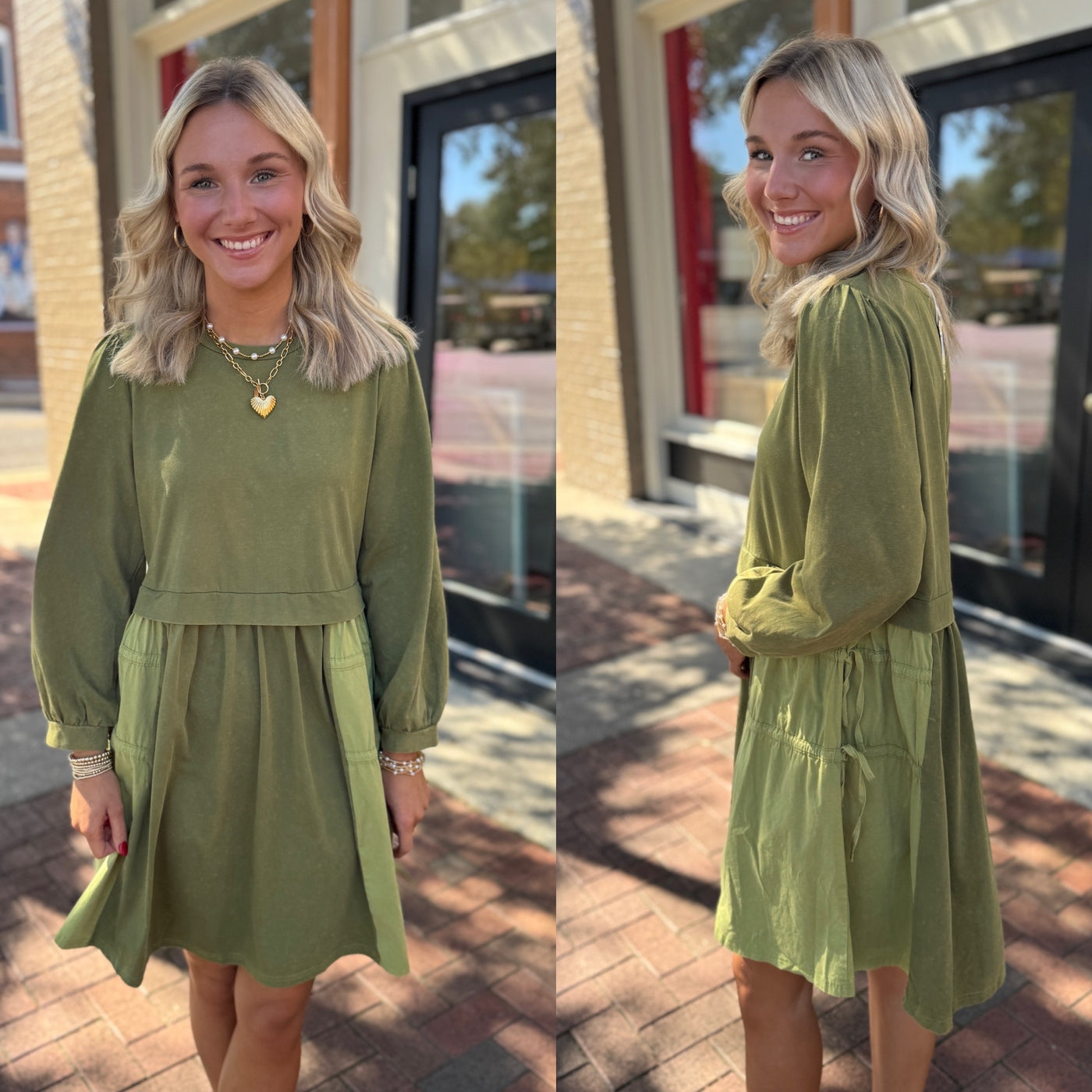 Olive Babydoll Dress