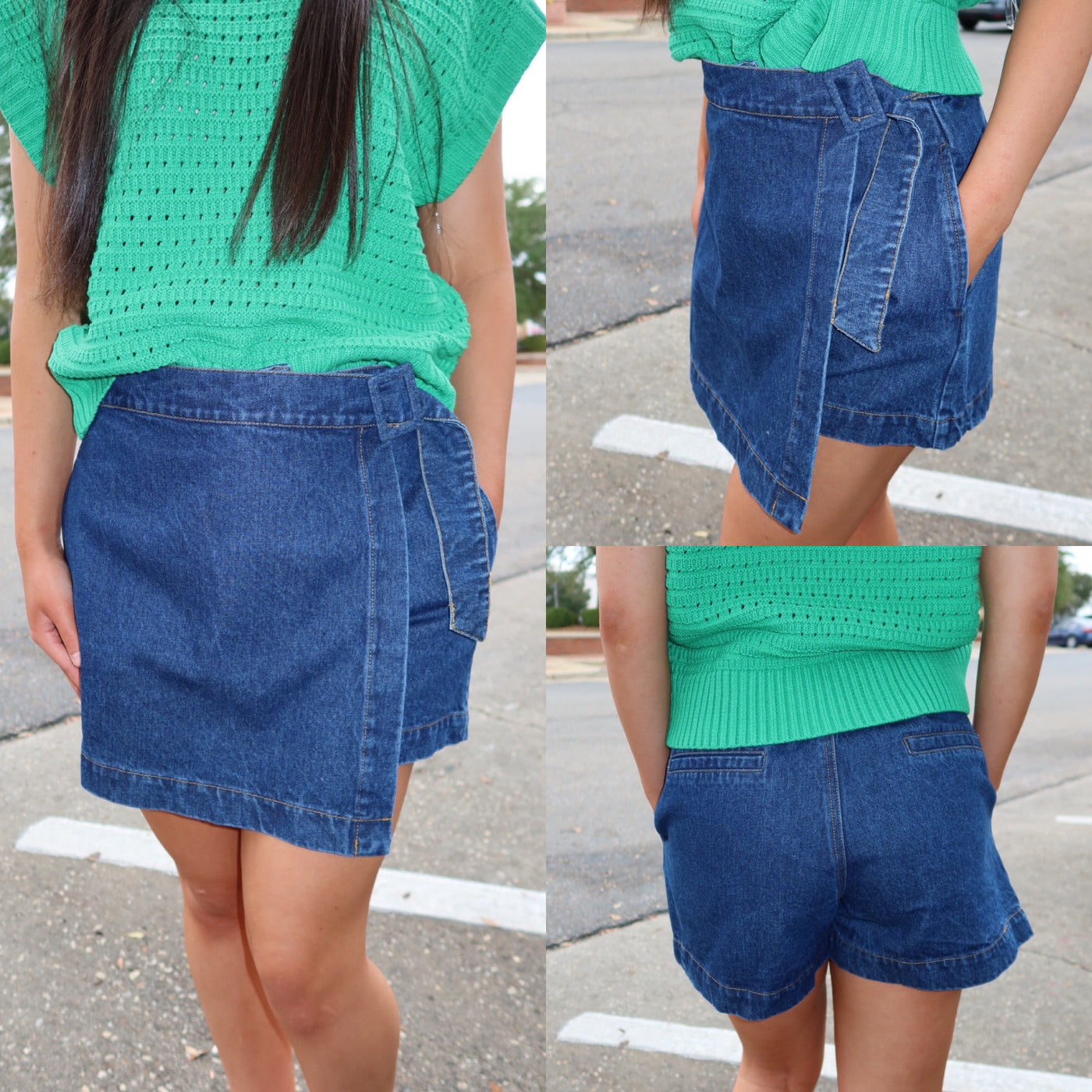 Denim Buckle Skort