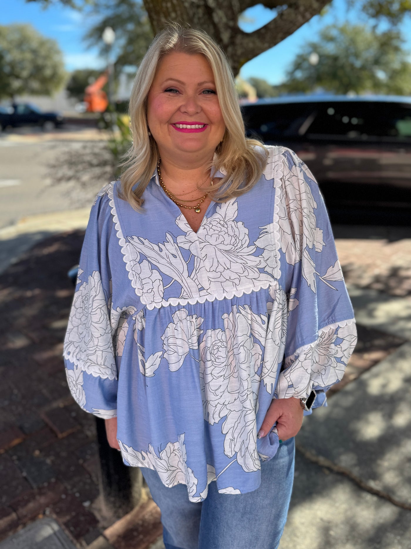 Blue Poppy Blouse