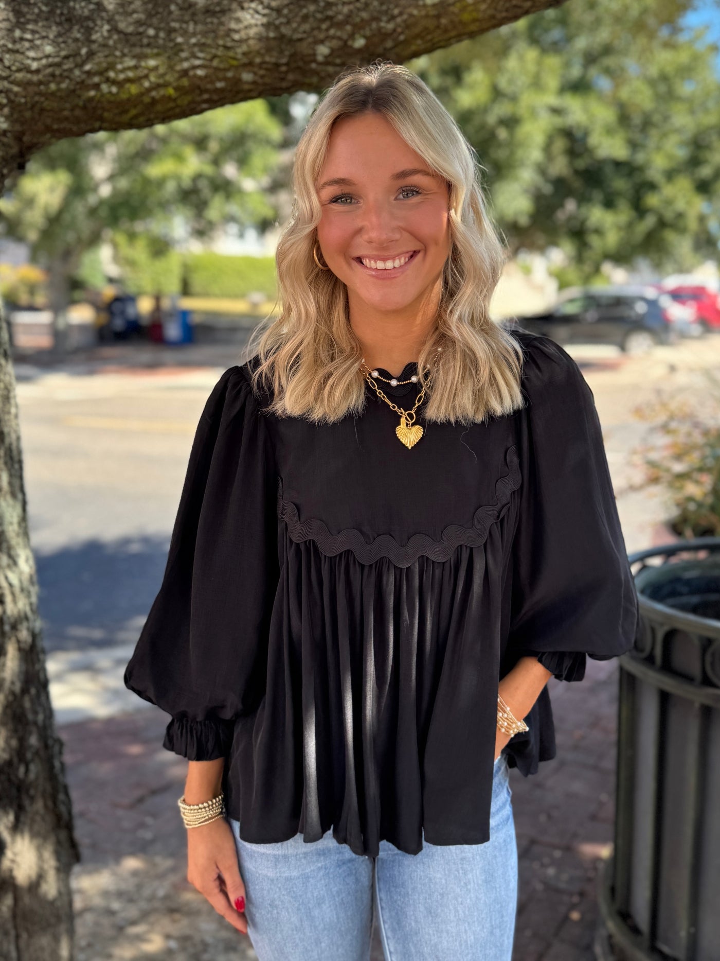 Black Frilly Blouse