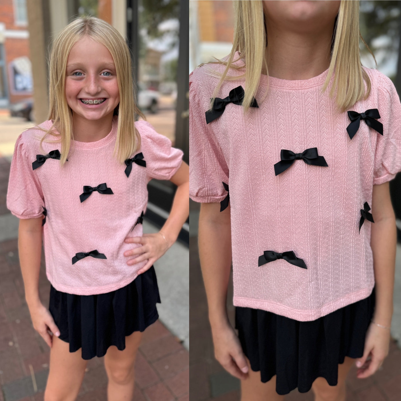 Girls Pink Bow Sweater