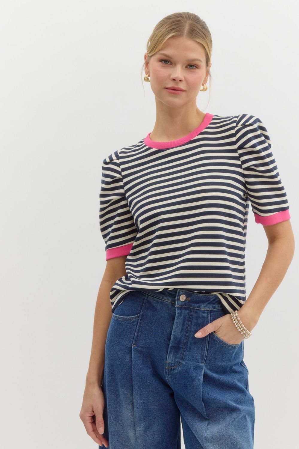 Pink/Navy Stripe Top