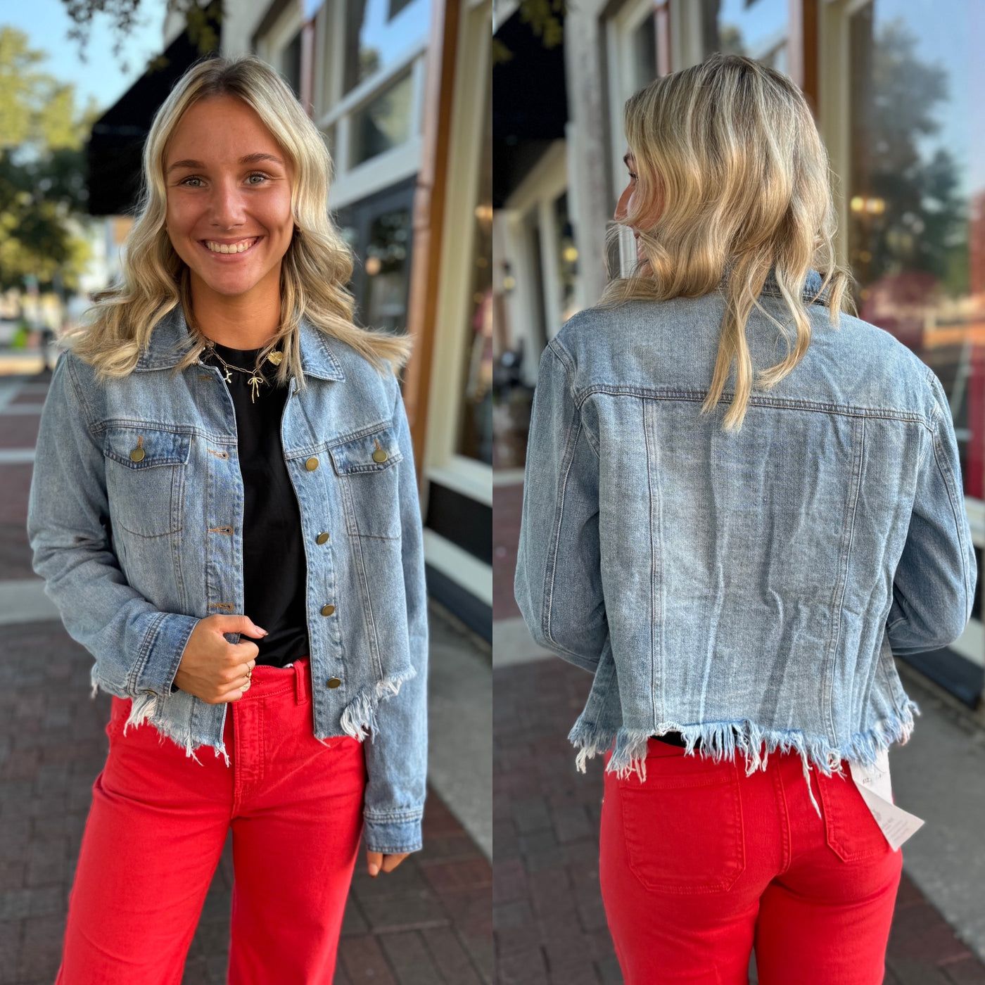 Denim Fray Hem Jacket