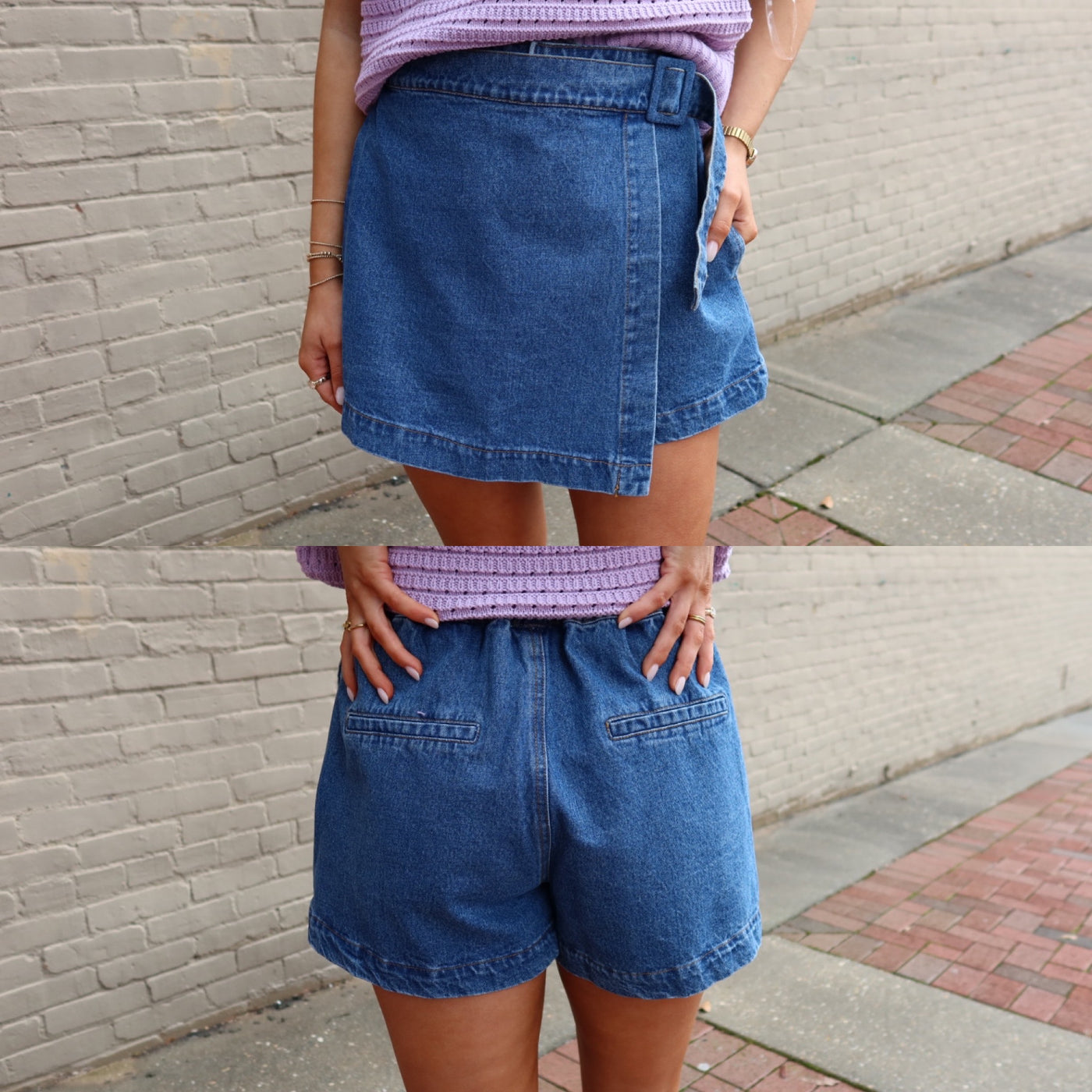 Denim Buckle Skort