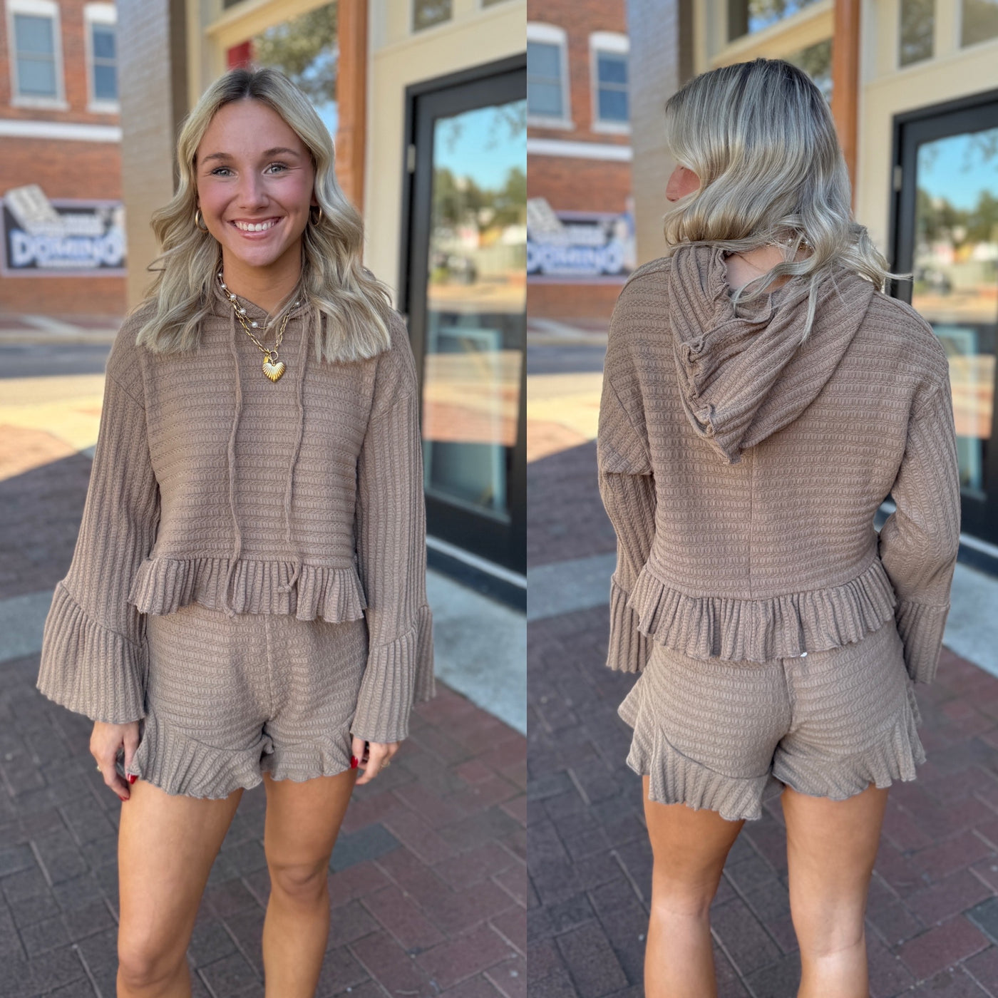 Mocha Ruffle Short Set