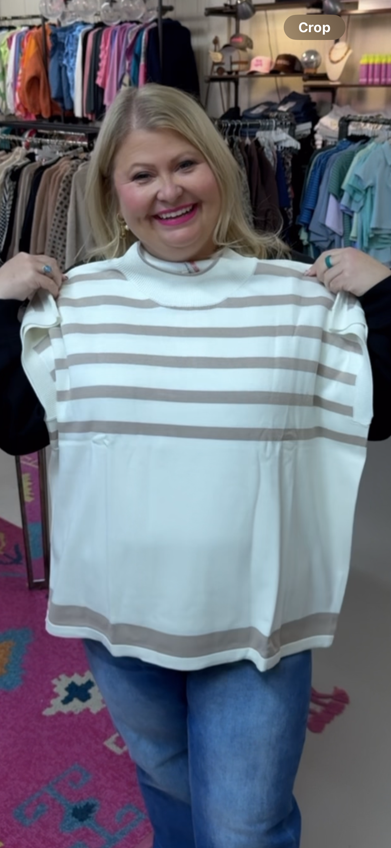 Mock Neck Slinky Stripes