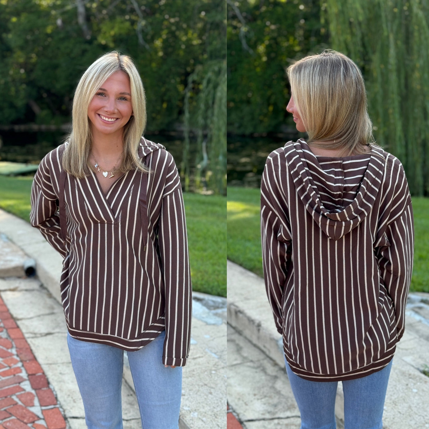 Brown Striped Hoodie