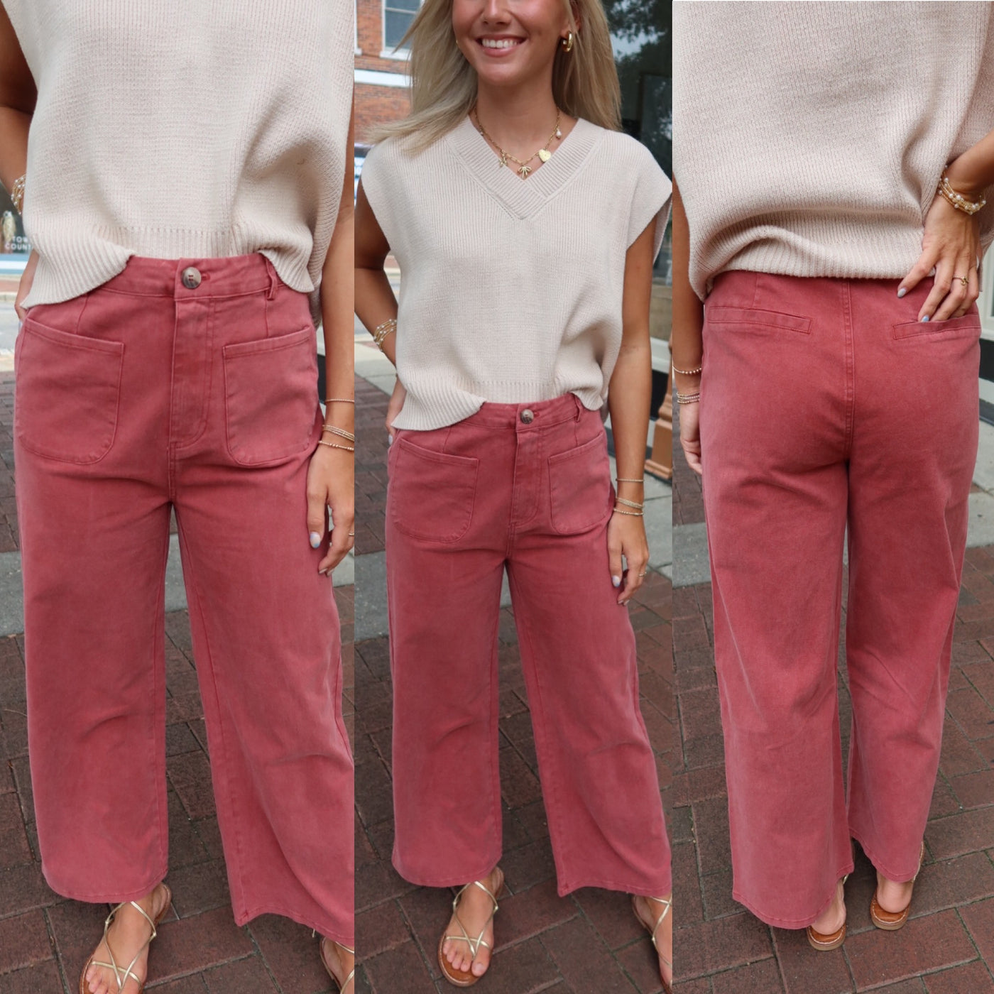 Stone Wash Crop Pant