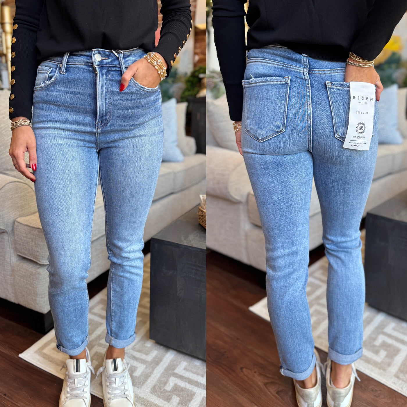 High Rise Ankle Skinny Jeans