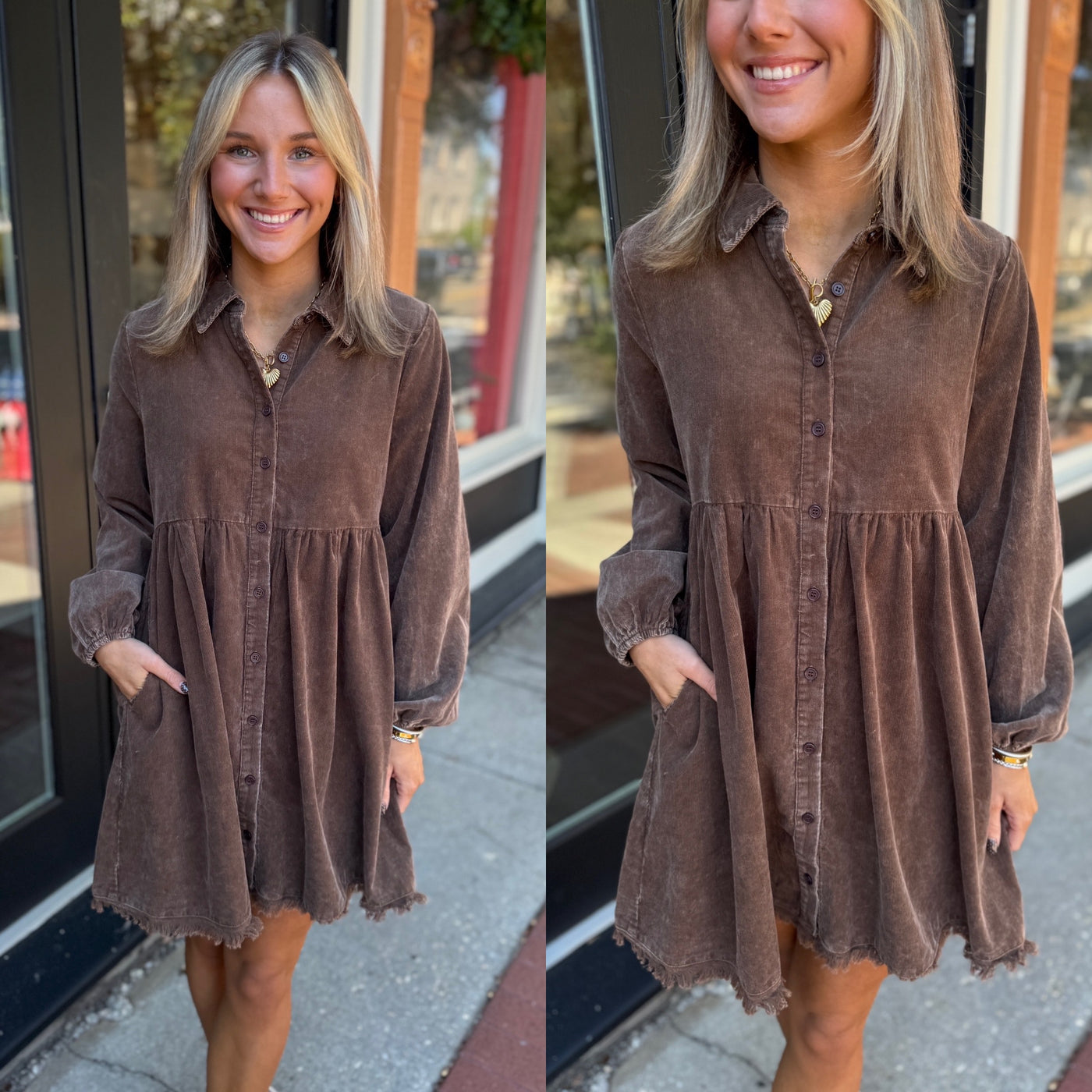 Brown Corded Dress