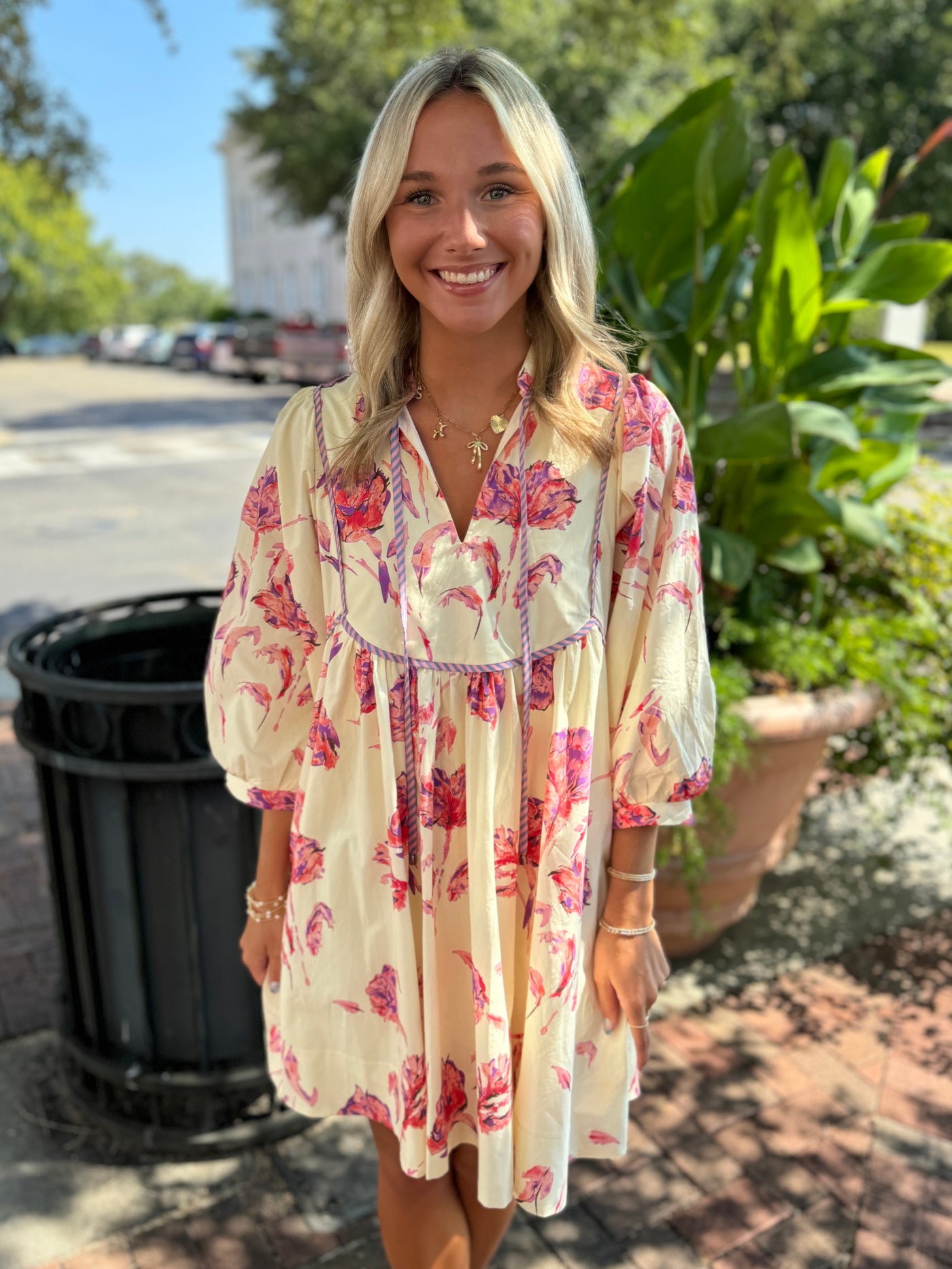 Cream Floral Dress