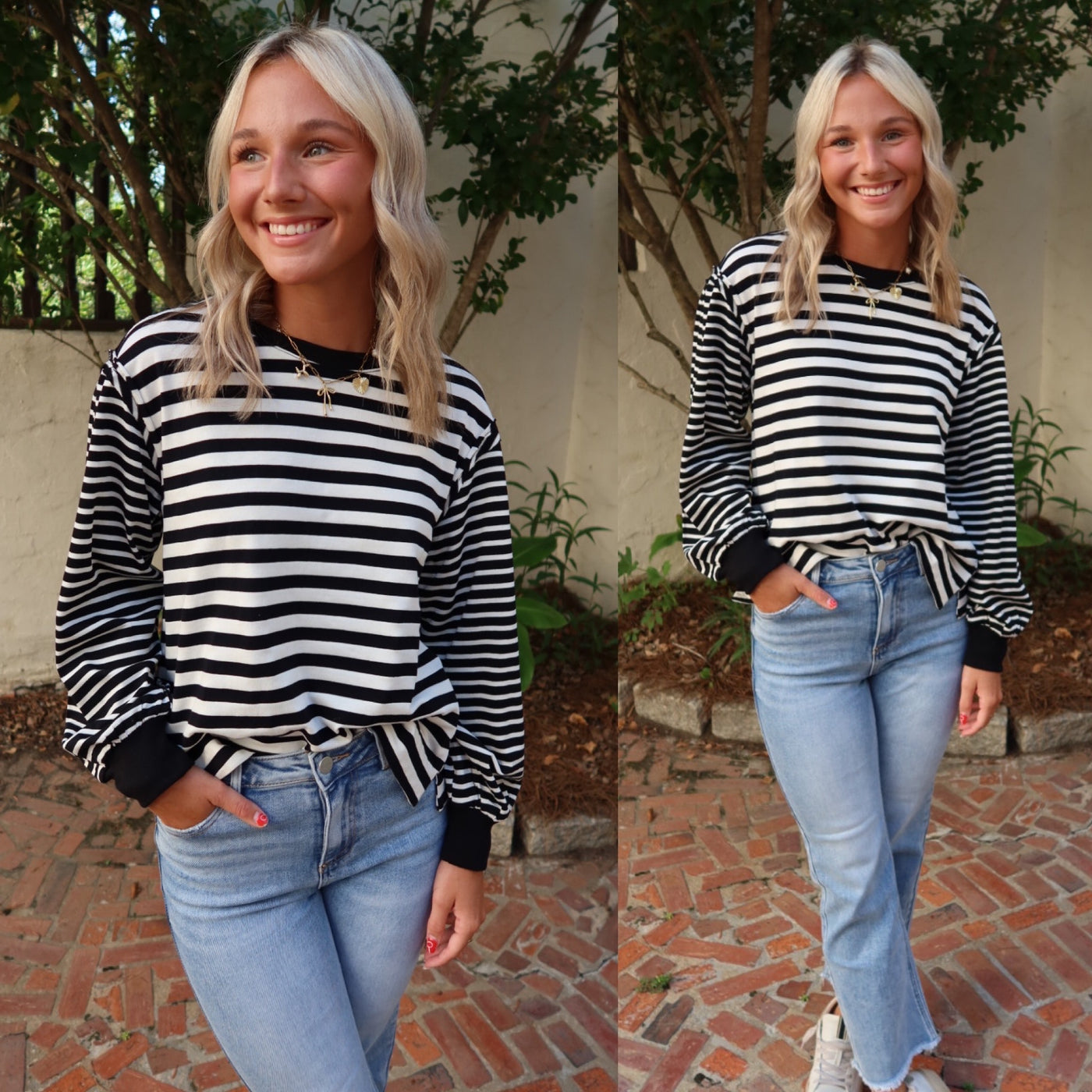 Black and White Stripe Top