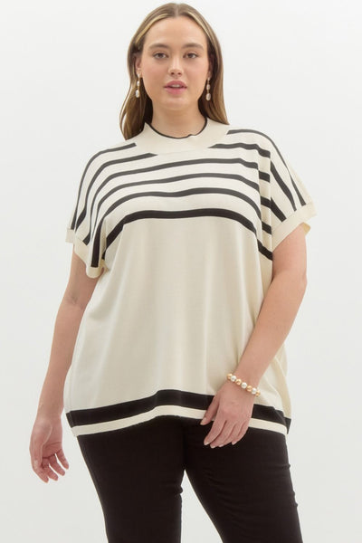 Mock Neck Slinky Stripes