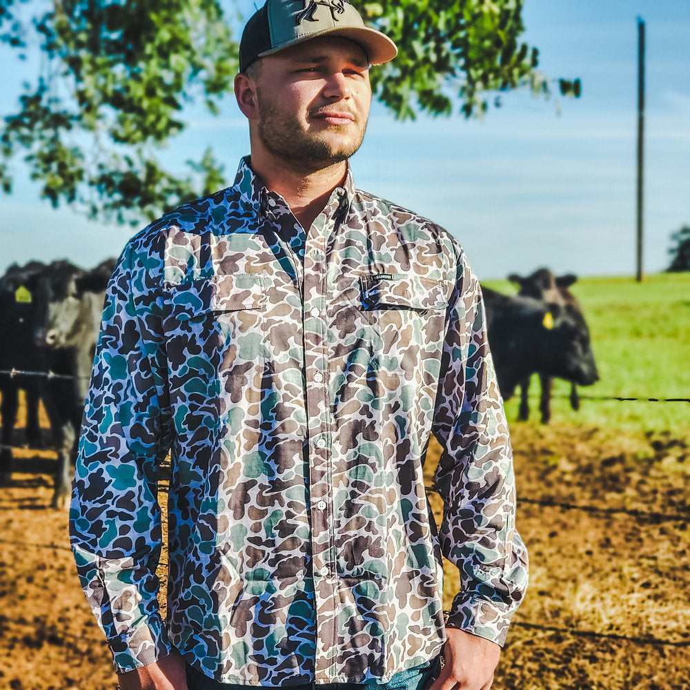 Camo Button Down Long Sleeve